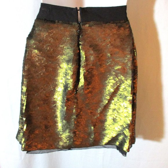PROENZA SCHOULER Gold Sequin Pleated Mini Skirt Black 6 Glam Party Runway - Picture 5 of 5